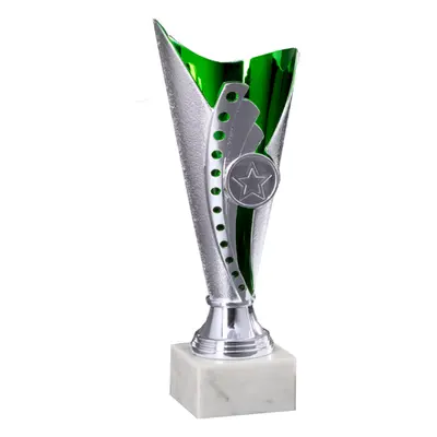 Plastová trofej | Stříbrno-zelená Výška: 19 cm