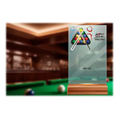 Skleněná trofej na dřevěném podstavci | Billiard Výška: 15 cm