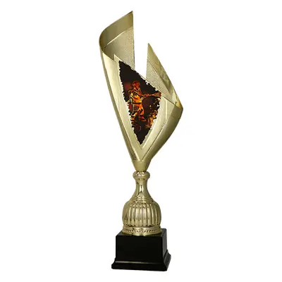 Zlatá kovová trofej se štítem | Hasiči Výška: 60 cm