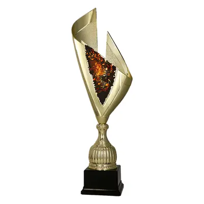 Zlatá kovová trofej se štítem | Hudba Výška: 60 cm