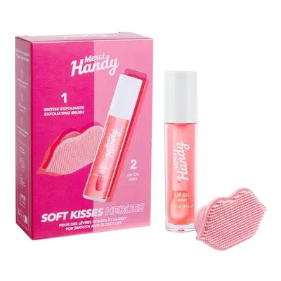 MERCI HANDY - Kit Soft Kisses Heroes – olej na rty a exfoliační kartáček