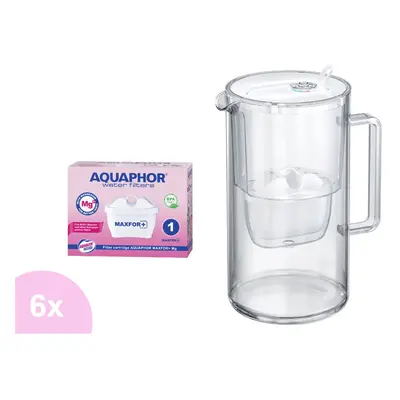 Aquaphor Glass filtrační skleněná konvice bílá 2,5 l + 6 ks filtru Aquaphor Maxfor+ Mg