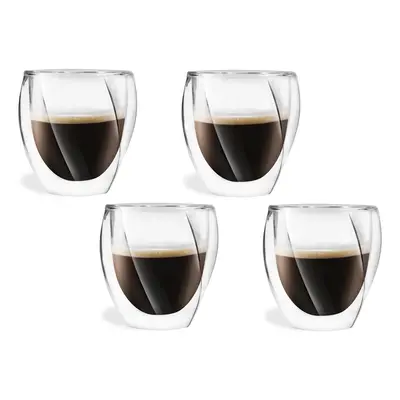 Vialli Design CRISTALLO dvoustěnné sklenice na kávu (cappuccino) a čaj 250 ml, 4 ks 25486