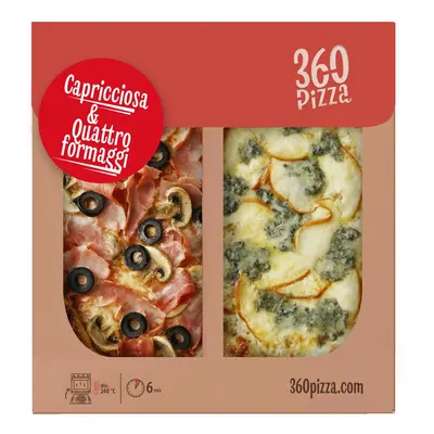 360 Pizza Duo Capricciosa a Quattro Formaggi