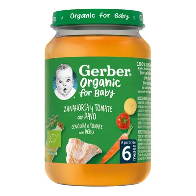 Gerber organic BIO Dětský příkrm mrkev a rajčata s krůtím masem