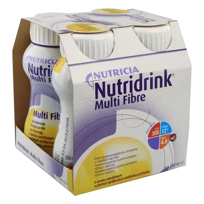 NUTRIDRINK MULTI FIBRE S PŘÍCHUTÍ VANILKOVOU perorální roztok 4X200ML