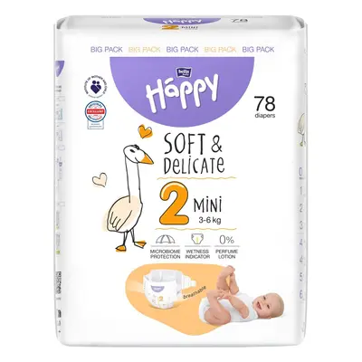 Bella Baby Happy Soft & Delicate jednorázové dětské plenky mini 3–6 kg (velikost 2)