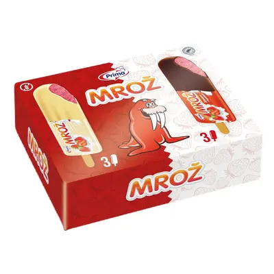 Prima Mrož jahodový tvarohový v polevě multipack 6×45 ml