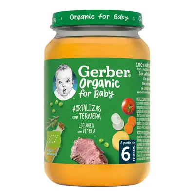 Gerber organic BIO Dětský příkrm zelenina s telecím masem