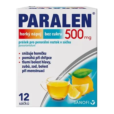 PARALEN HORKÝ NÁPOJ BEZ CUKRU 500MG Prášek pro perorální roztok v sáčku 12