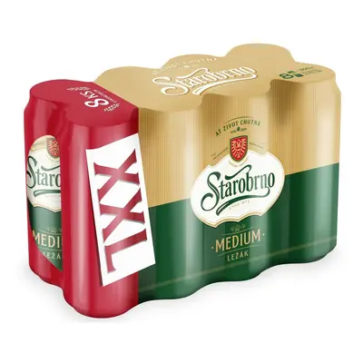 Starobrno Medium ležák plech XXL pack (8×0,5 l)