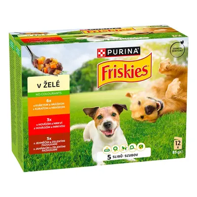 Friskies Adult pro psy – hovězí, kuřecí a jehněčí v želé (12×85 g)