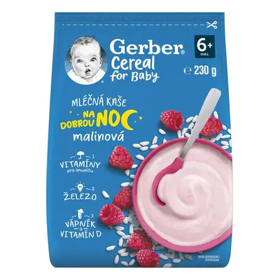 Gerber Cereal Mléčná kaše malinová Dobrou noc