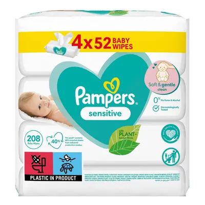 Pampers Sensitive vlhčené ubrousky 4×52 ks