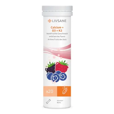 LIVSANE Šumivé tablety Vápník + Vitamin D3+K2 20ks