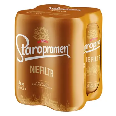 Staropramen Nefiltr 4×0,5 l plech