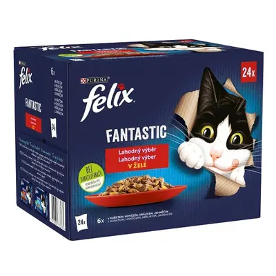 Felix Fantastic Kapsičky masový výběr v želé pro kočky (24×85 g)