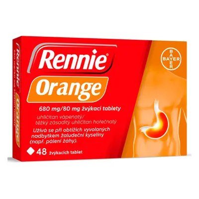 RENNIE ORANGE 680MG/80MG žvýkací tableta 48