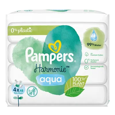 Pampers Harmonie Aqua vhlčené ubrousky plastic free 4×48 ks