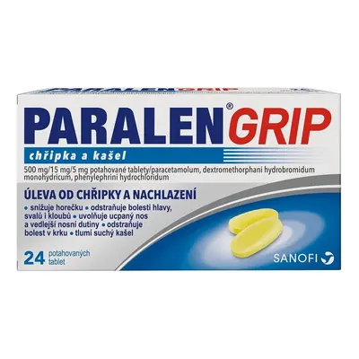 PARALEN GRIP CHŘIPKA A KAŠEL 500MG/15MG/5MG Potahovaná tableta 24