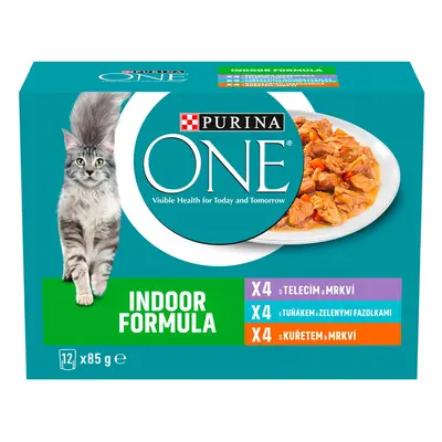 Purina ONE Indoor výběr ve šťávě pro kočky (12×85 g)