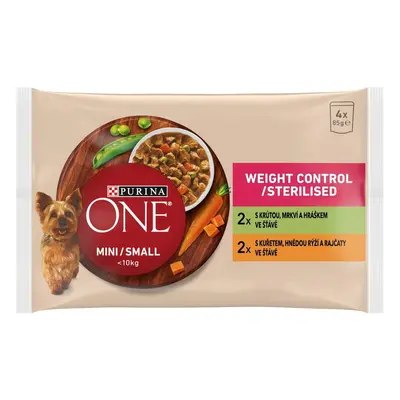 Purina ONE Mini Weight Control krůta a kuře ve šťávě pro psy 4×85 g