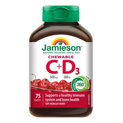 JAMIESON Vitamíny C a D3 třešeň cucací tbl.75