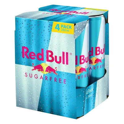 Red Bull Energy Drink Sugar Free Pack 4×250 ml plech