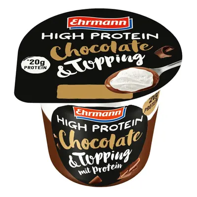 Ehrmann High Protein pudding s toppingem čokoláda