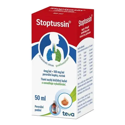 STOPTUSSIN 4MG/ML+100MG/ML Perorální kapky, roztok 1X50ML+PIP