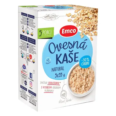 Emco Ovesná kaše natural s -30 % cukru 5x55 g