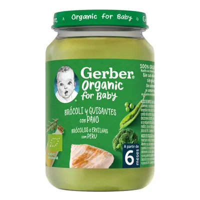 Gerber organic BIO Dětský příkrm brokolice s hráškem a krutím masem