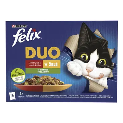 Felix Fantastic Duo Multipack lahodný výběr se zeleninou v želé pro kočky (12×85 g)