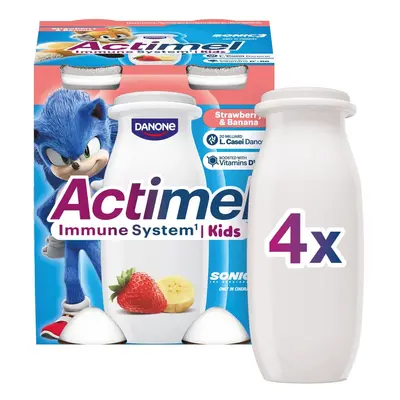 Actimel Kids Probiotický nápoj banán a jahoda 4×100 g