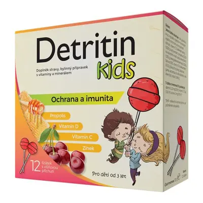 Detritin Kids lízátka na imunitu višeň 12ks