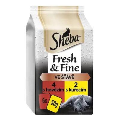 Sheba Fresh & Fine kapsičky kuřecí a hovězí pro dospělé kočky (6×50g)