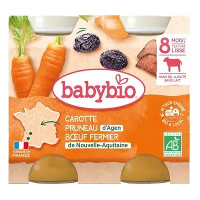 Babybio BIO Mrkev a sušené švestky s hovězím masem (2×200g)