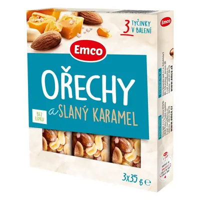 Emco Tyčinka ořechy a slaný karamel 3×35 g