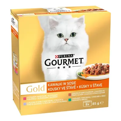 Gourmet Gold Multipack konzervy s kousky ve šťávě se zeleninou 8×85 g pro kočky