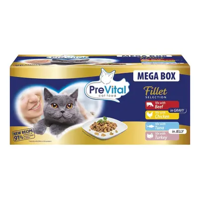 PreVital Fillet Selection kapsičky pro kočky mix masa a ryb v omáčce a želé 40×85 g