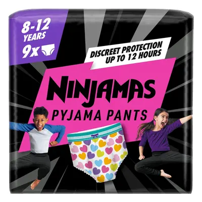 Ninjamas Pyjama Pants srdíčka plenkové kalhotky 8–12 let (27–43 kg)