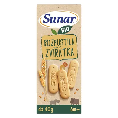 Sunar BIO Rozpustilá zvířátka sušenky 4×40 g