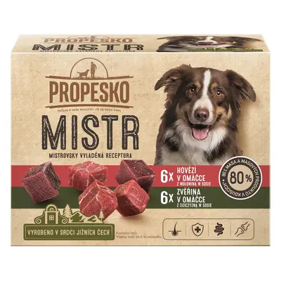 Propesko Mistr Filetky s hovězím a zvěřinou v omáčce pro psy (12×85 g)