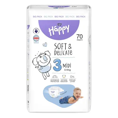 Bella Baby Happy Soft & Delicate jednorázové dětské plenky midi 5–9 kg (velikost 3)