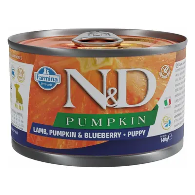 N&D Pumpkin konzerva pro štěňata malých plemen s jehněčím, dýní a borůvkami