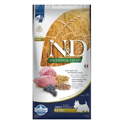 N&D Ancestral Grain granule pro dospělé psy malých plemen s jehněčím a borůvkami