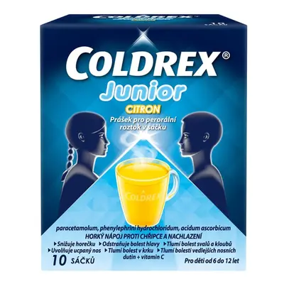 COLDREX JUNIOR CITRON 300MG/5MG/20MG Prášek pro perorální roztok v sáčku 10