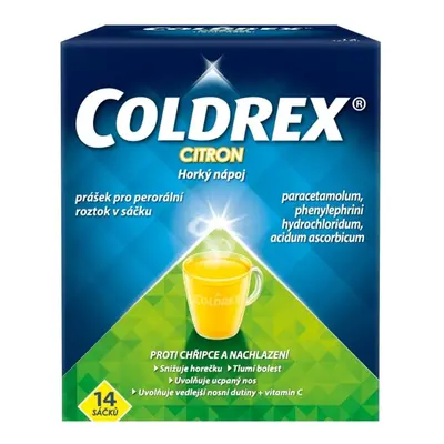 COLDREX HORKÝ NÁPOJ CITRON 750MG/10MG/60MG Prášek pro perorální roztok v sáčku 14 II