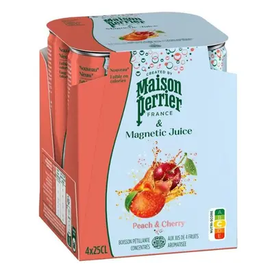 Perrier & Juice Broskev a třešeň multipack 4×250 ml plech