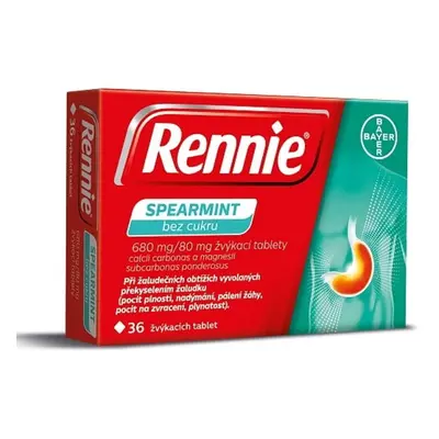 RENNIE SPEARMINT BEZ CUKRU 680MG/80MG žvýkací tableta 36